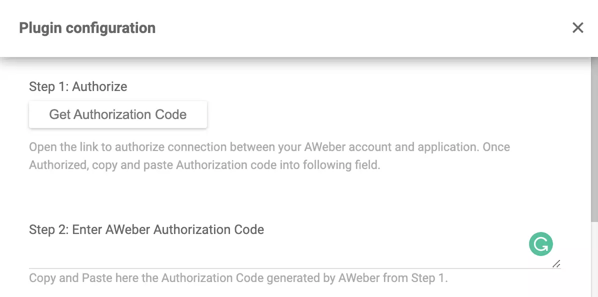 Configurazione del plugin AWeber in LiveAgent