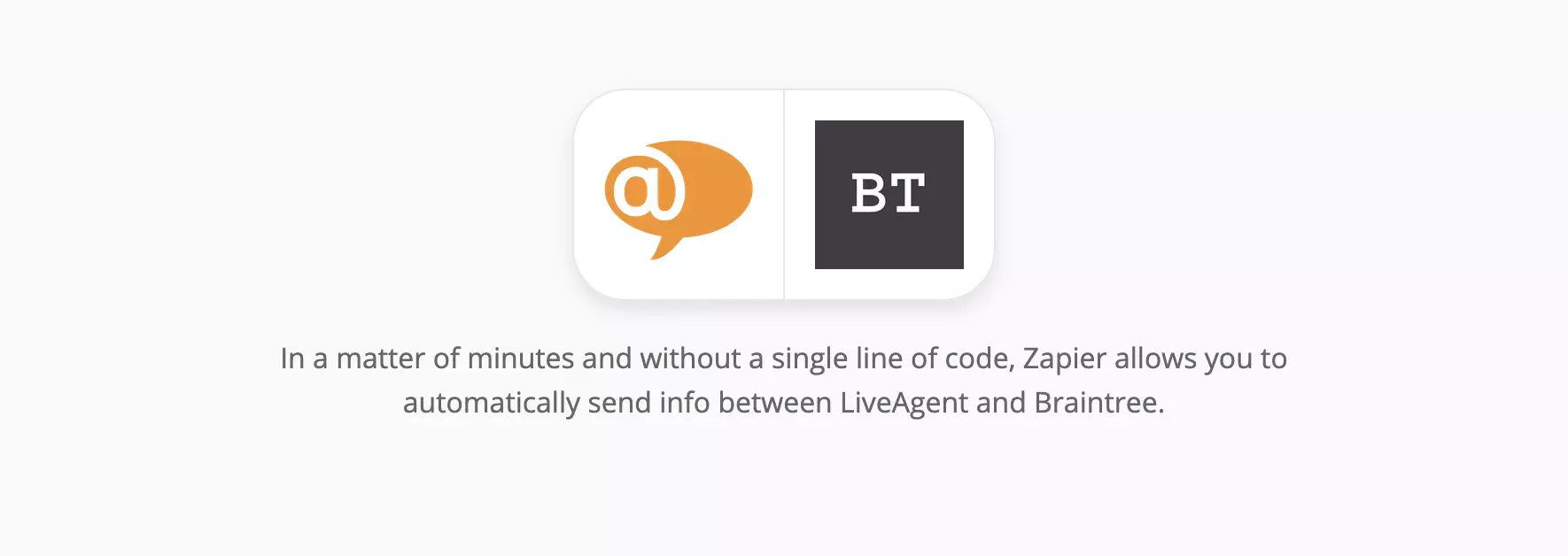 Pagina di integrazione LiveAgent e Braintree su Zapier