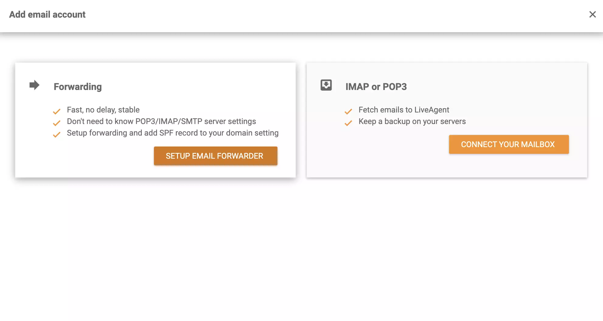 Scegli tra Inoltro e IMAP o POP3 per la tua integrazione di Zoho Mail