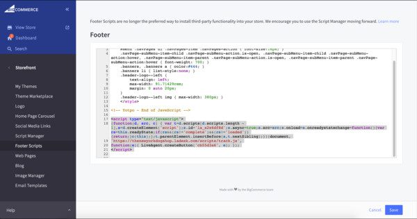 Integrazione LiveAgent Bigcommerce