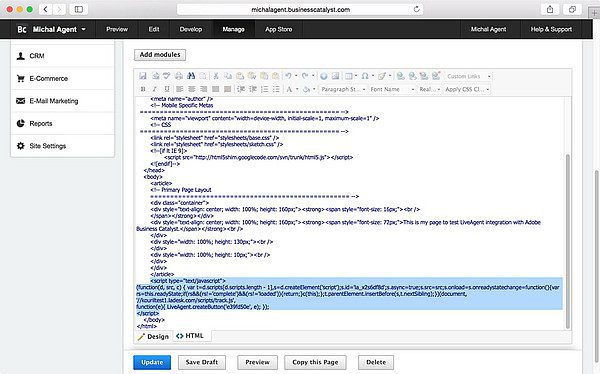 Integrazione LiveAgent Adobe Business Catalyst