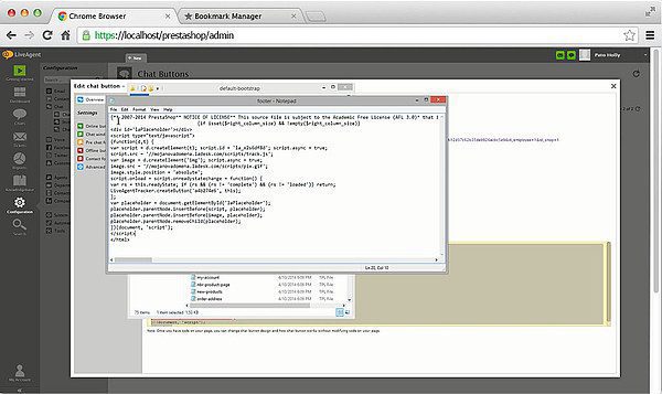 Prestashop LiveAgent integrazione - Modifica footer