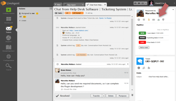 Integrazione Highrise LiveAgent