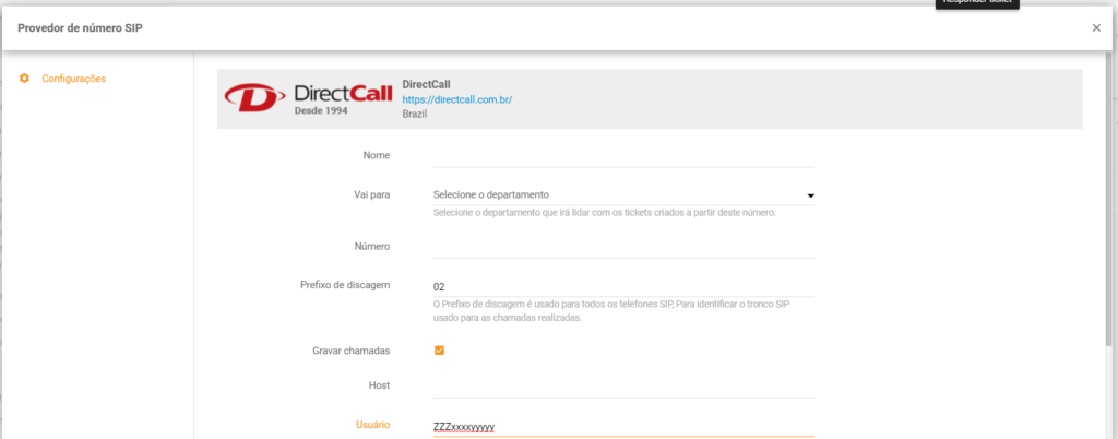 Configurazione integrazione DirectCall LiveAgent