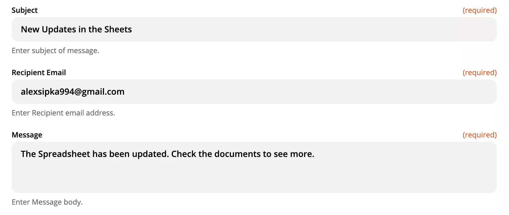 LiveAgent action setup example with the fields filled out
