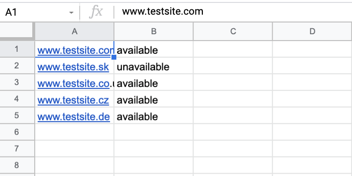 Esempio di Google Sheets