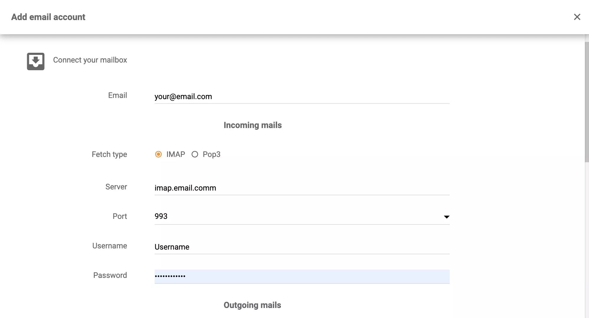 Configurazione dell'integrazione hMailServer in LiveAgent