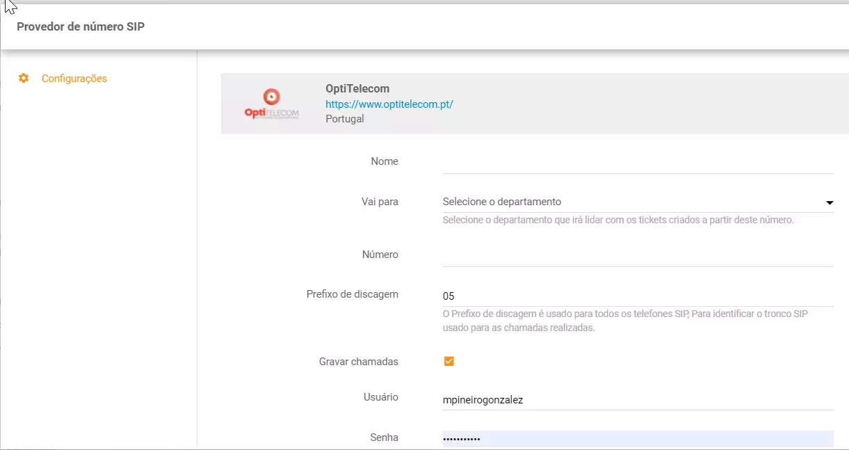 Configura il numero di telefono Yootel in LiveAgent