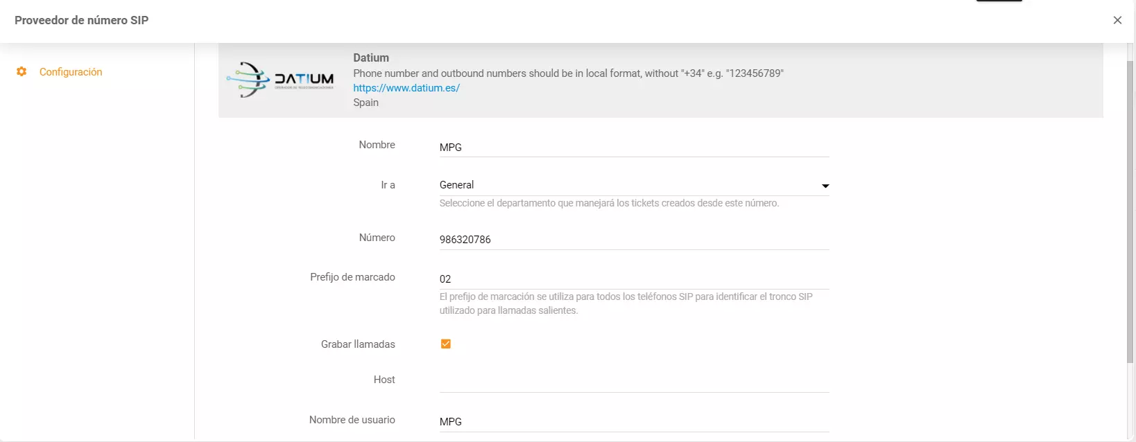 Inserisci le credenziali di Datium