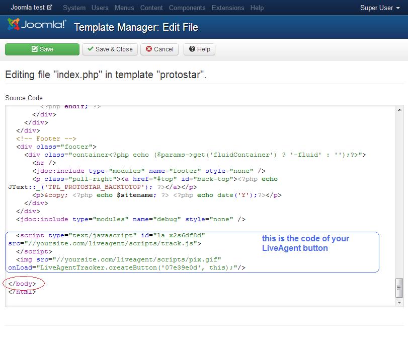 Editor template Joomla
