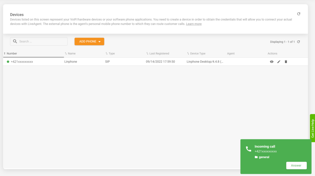 Integrazione Linphone LiveAgent