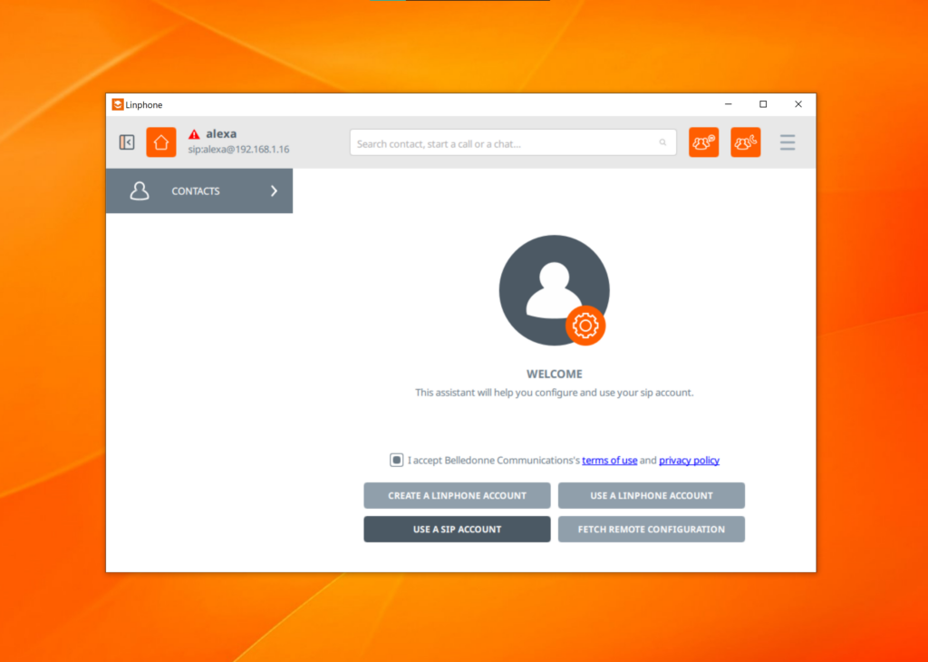 Configurazione SIP di Linphone