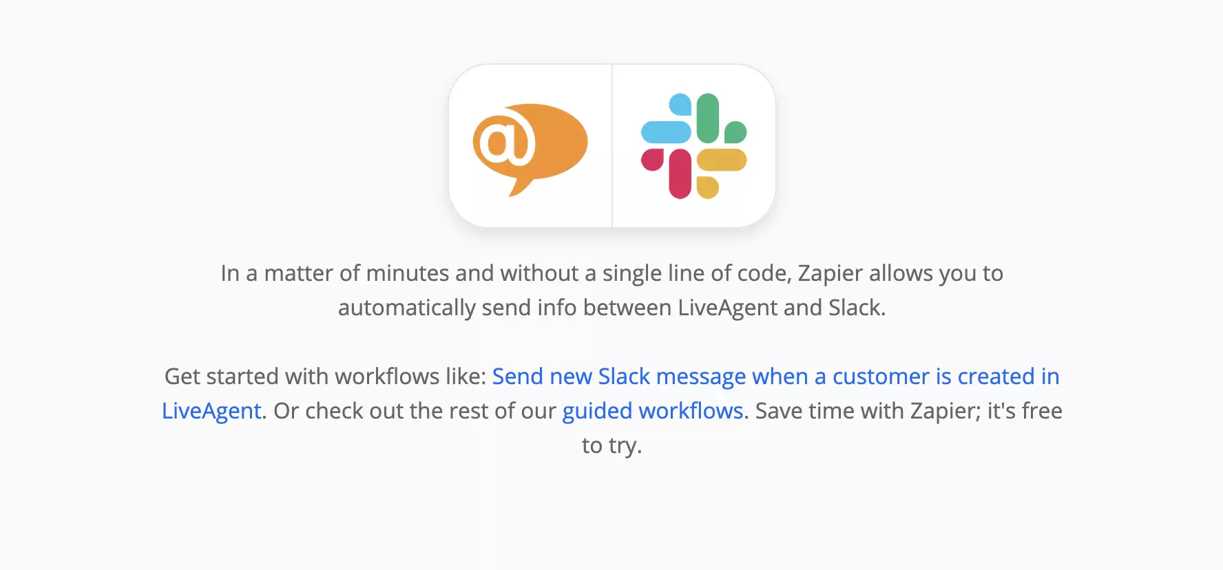 Pagina LiveAgent e Slack su Zapier