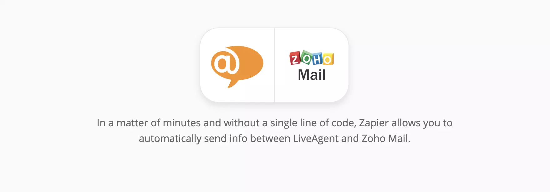 Pagina di integrazione di LiveAgent e Zoho Mail su Zapier