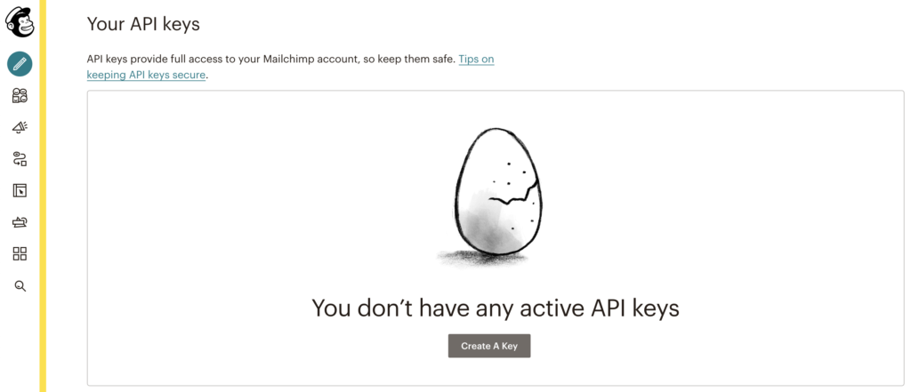Crea una chiave API in Mailchimp per integrare con LiveAgent