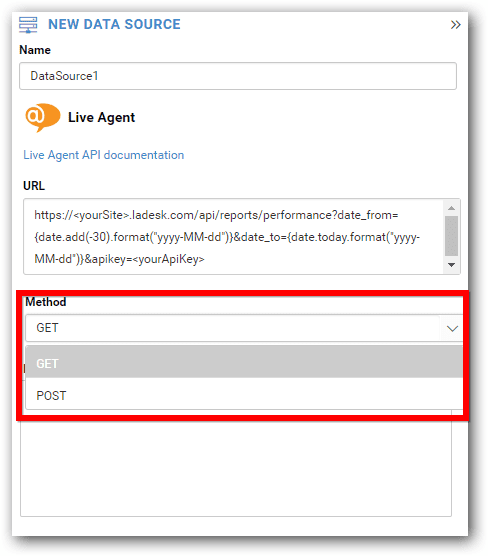Selezione del metodo Bold BI REST API