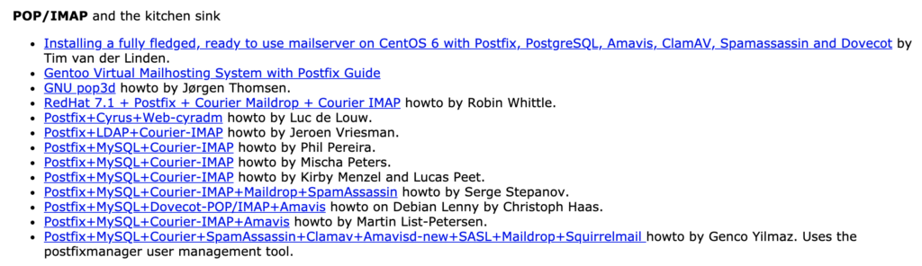 POP/IMAP how to guides for setting up Postfix on the Postfix website