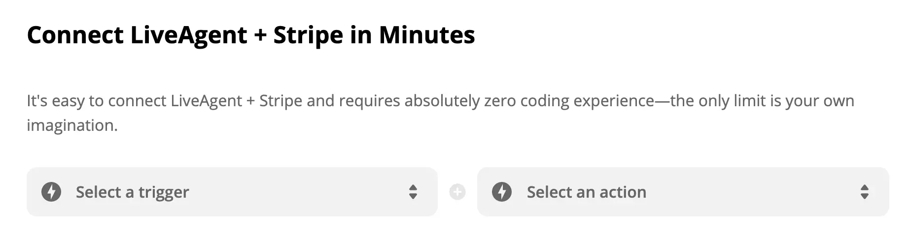 Pagina di integrazione LiveAgent e Stripe su Zapier
