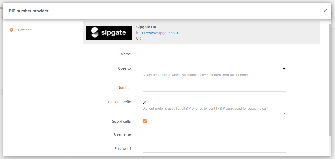 Integrazione Sipgate in LiveAgent