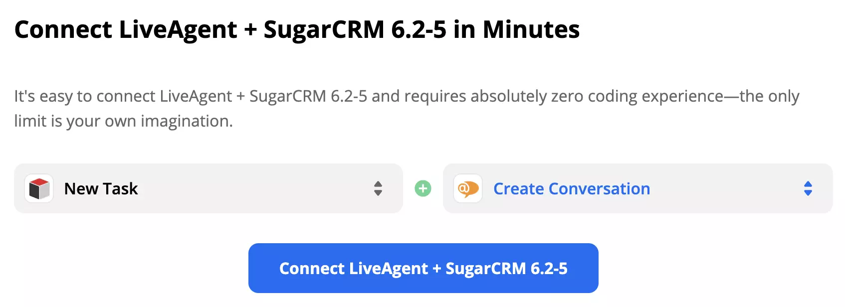Trigger SugarCRM Nuova Attività e azione LiveAgent Nuova Conversazione