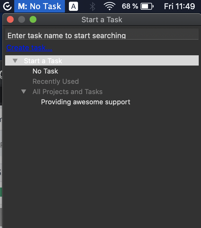 Applicazione TimeCamp per sistemi operativi Mac