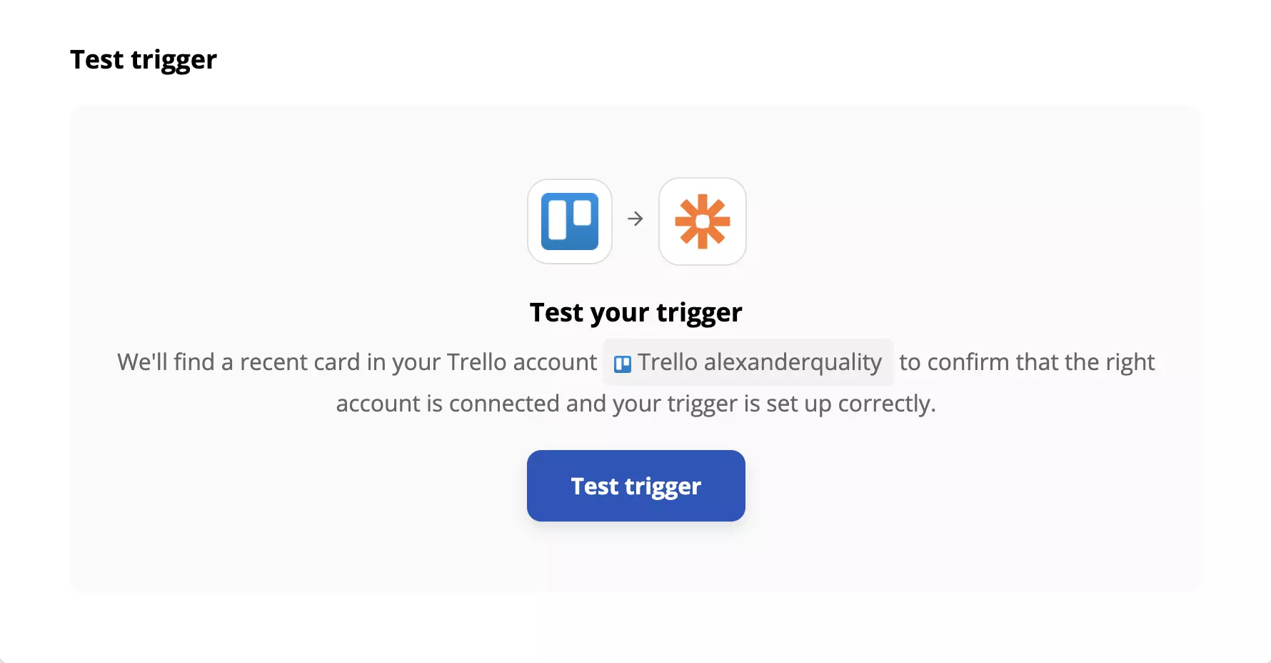 Test di un trigger Trello in Zapier
