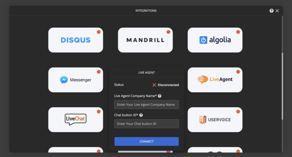 Integrazione di LiveAgent con Ucraft