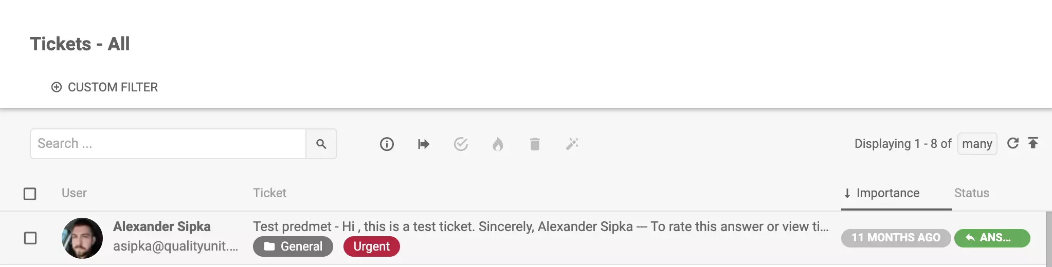 LiveAgent - etichetta urgente su un ticket