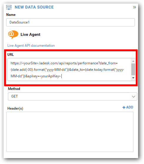 Configurazione Bold BI API URL