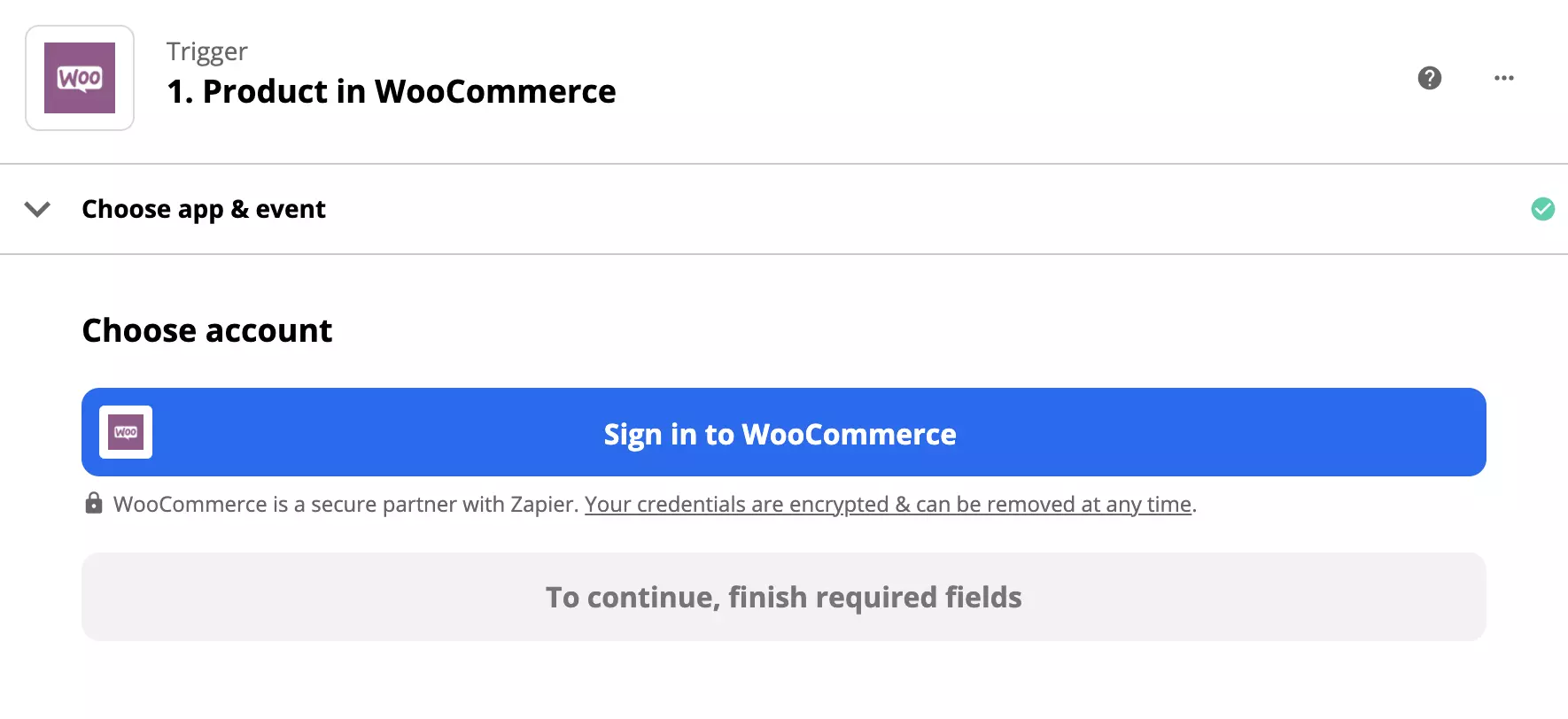 Configurazione del trigger WooCommerce con opzione di accesso