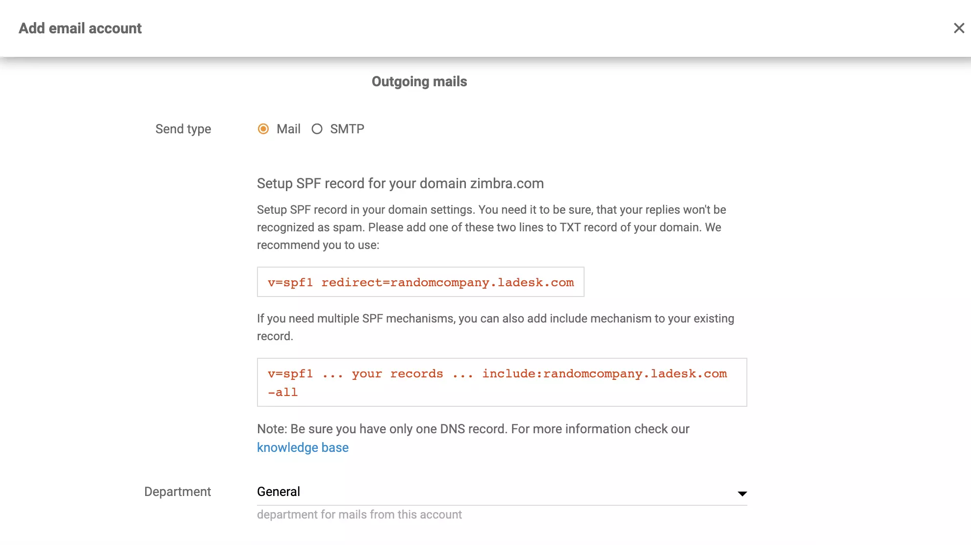 Configurazione dell'inoltro di Zimbra