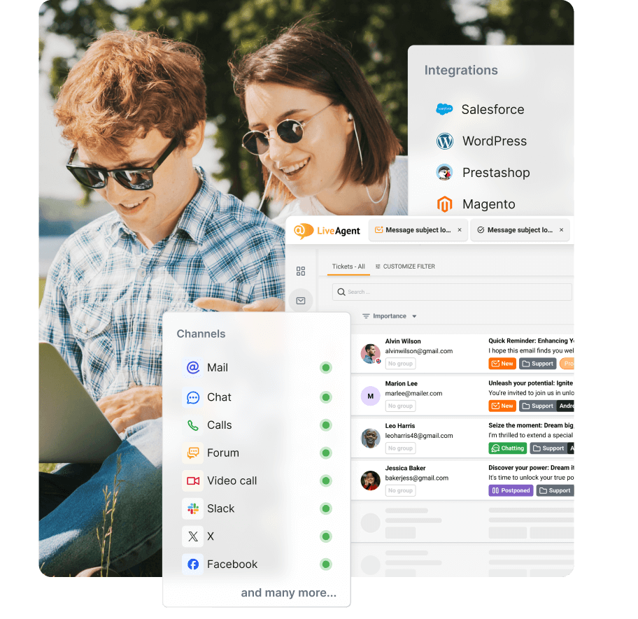 Tutti i canali di assistenza clienti unificati in LiveAgent