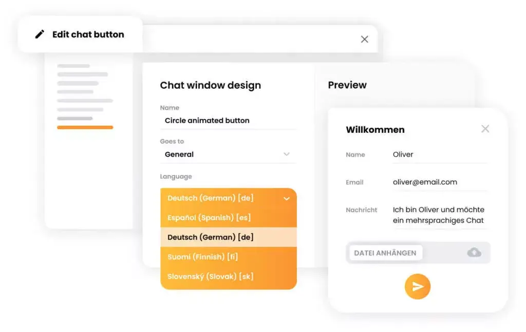 Widget di chat multilingue
