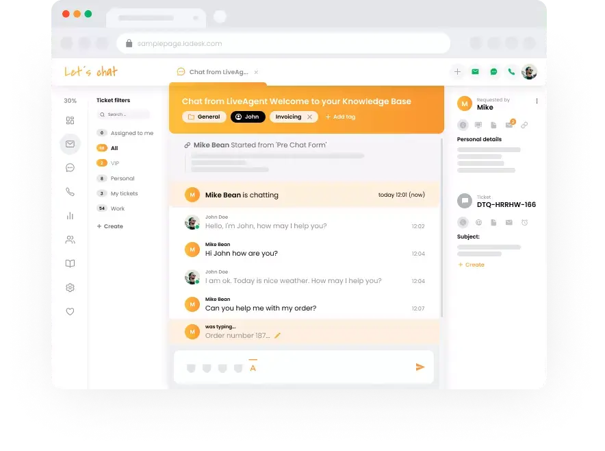 Visualizzazione del team di supporto