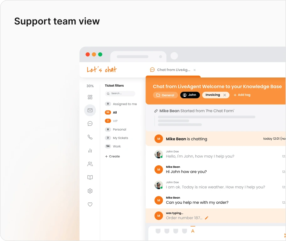 Vista del team di supporto