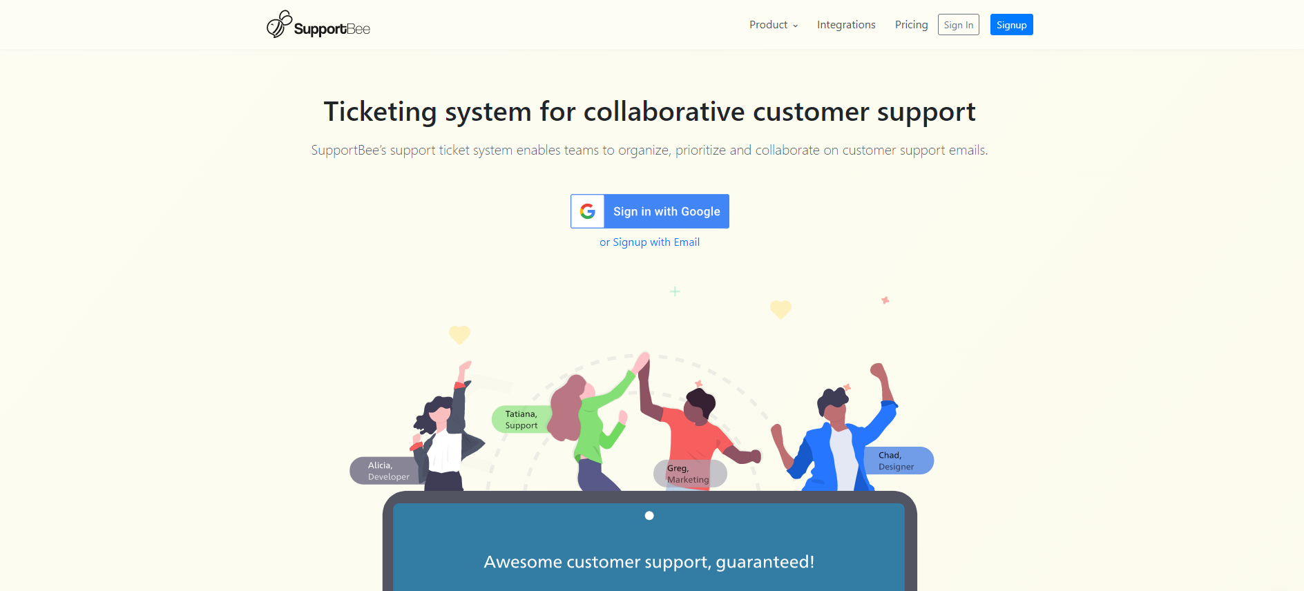 Homepage del sistema di ticketing IT Supportbee