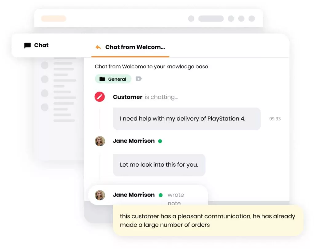 Immagine della funzione di ticket interno di LiveAgent che consente agli agenti di comunicare internamente e collaborare alle attività