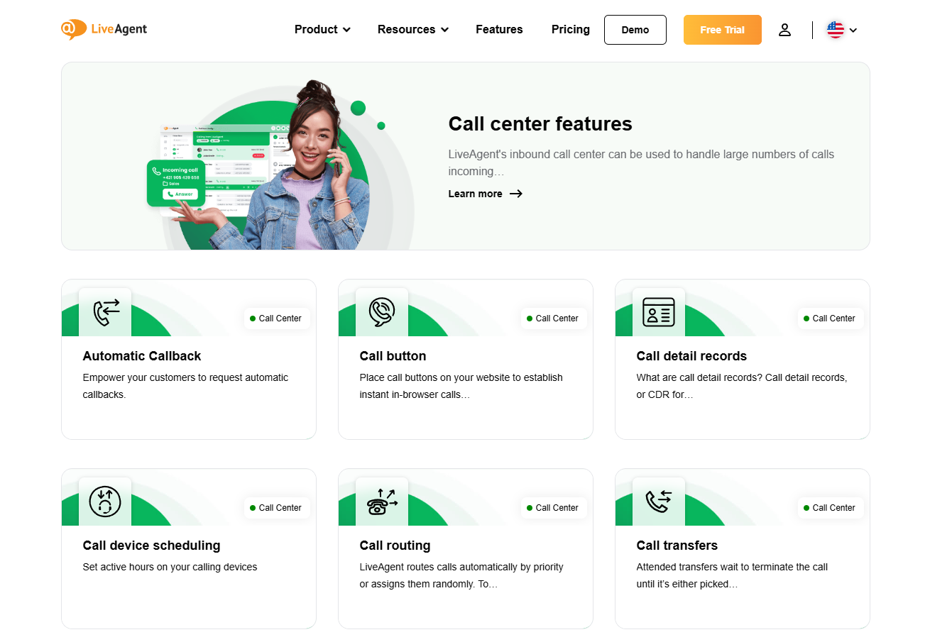 Funzionalità call center LiveAgent