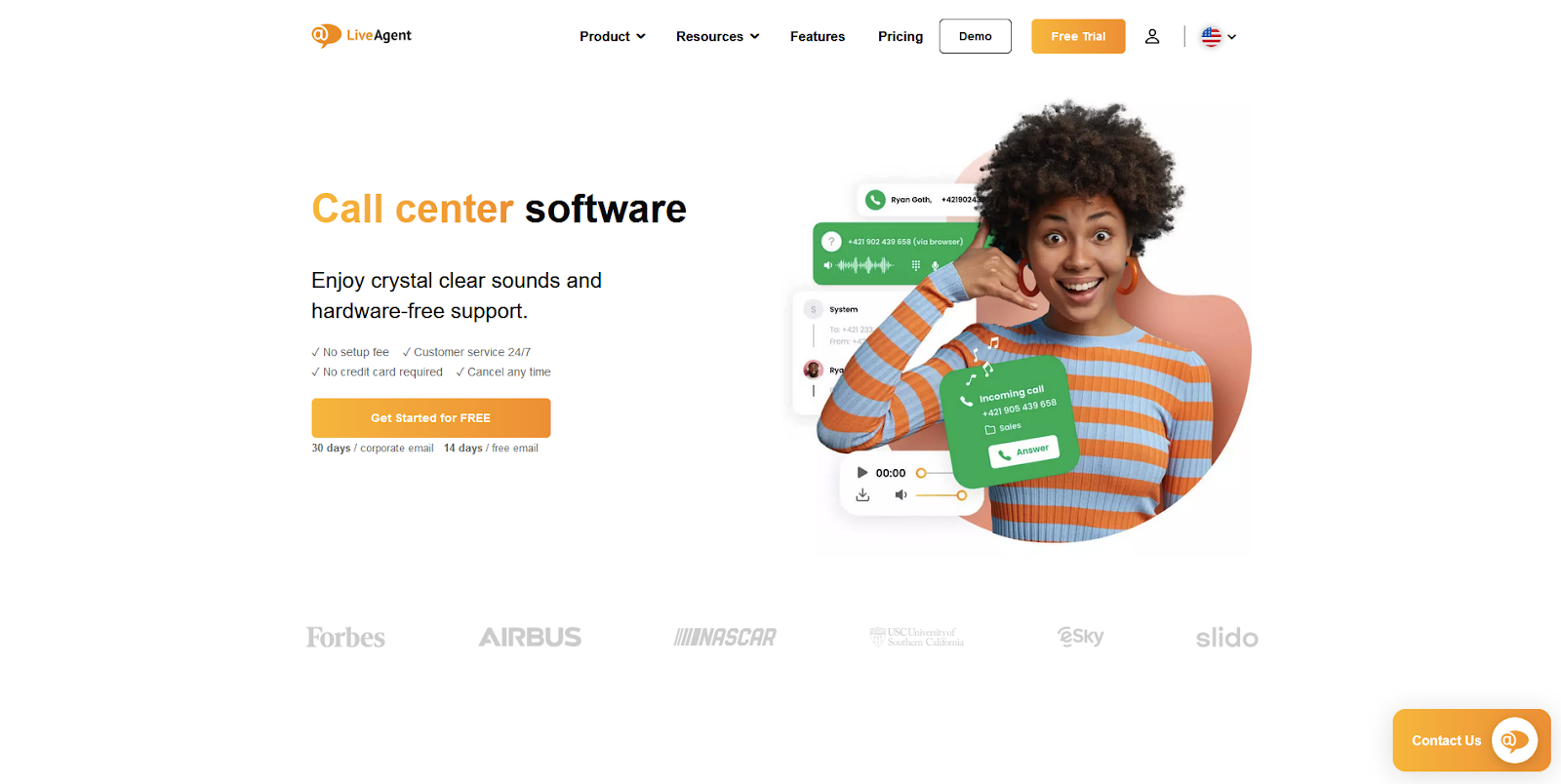 Homepage di LiveAgent - software di call center per servizio clienti e live chat