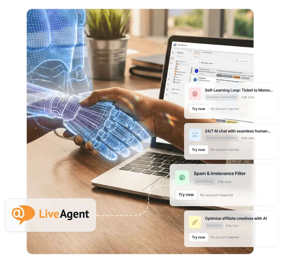 Passa a un piano LiveAgent a pagamento e ottieni il 33% di sconto con Agenti AI