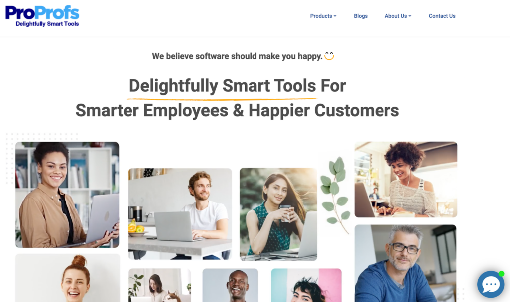 Homepage del software di knowledge base ProProfs