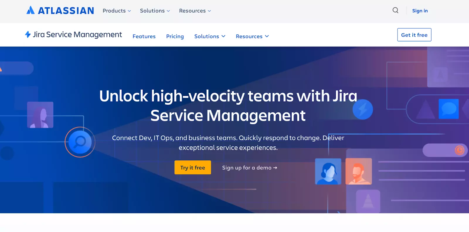 Homepage di Jira Service Management