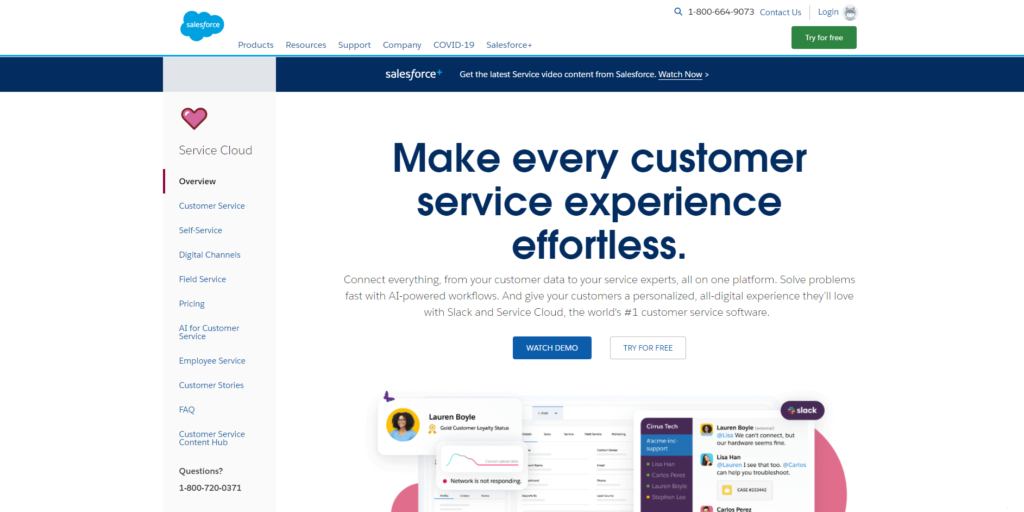 Homepage di Salesforce