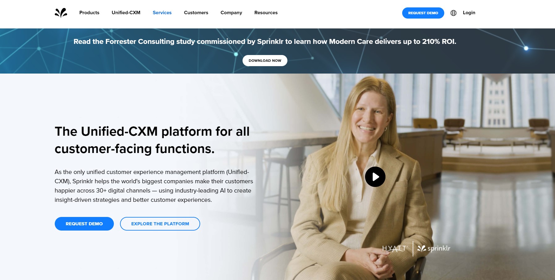 Homepage di Sprinklr