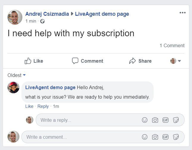 Facebook comment reply view
