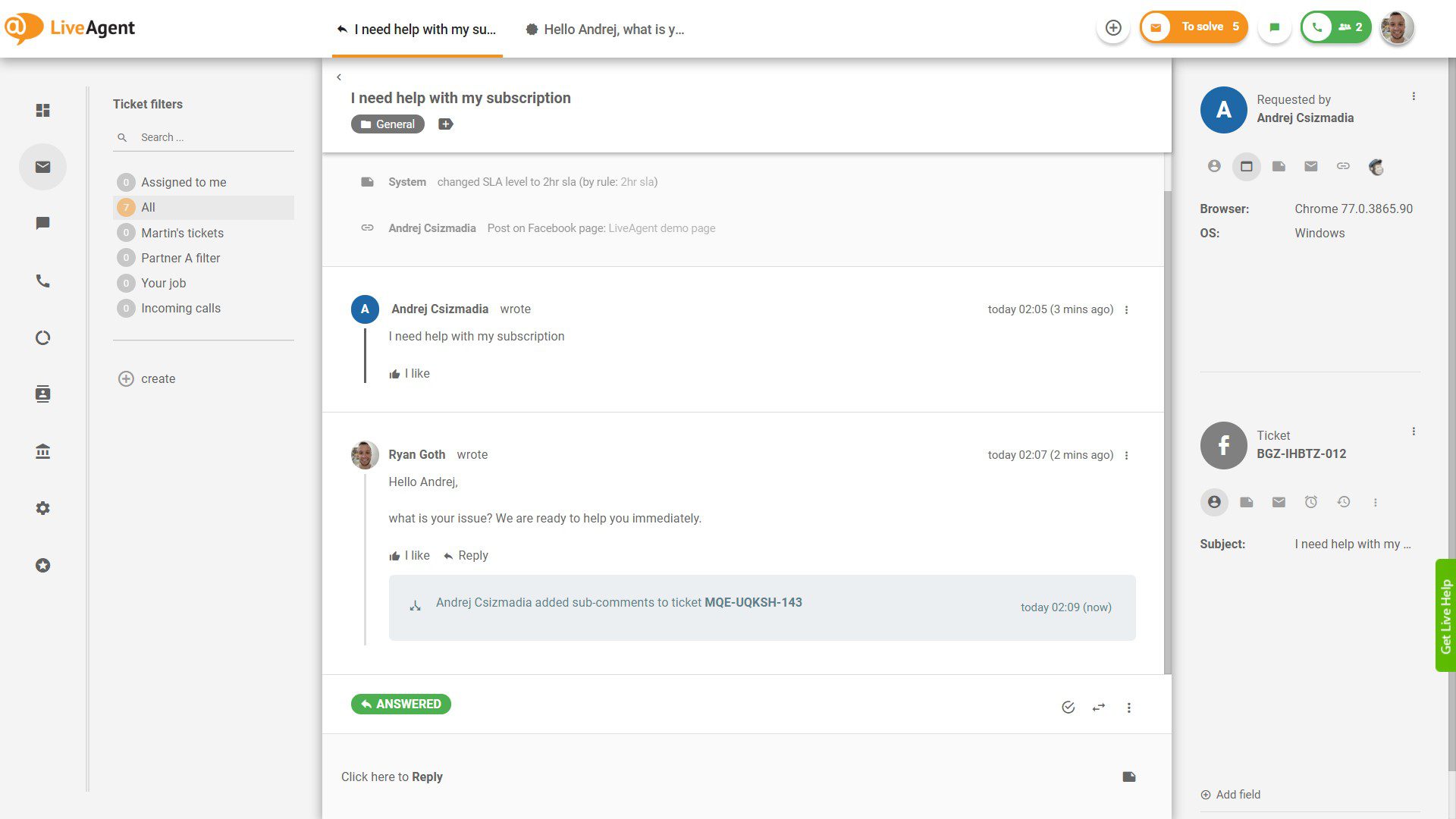 Facebook comment view