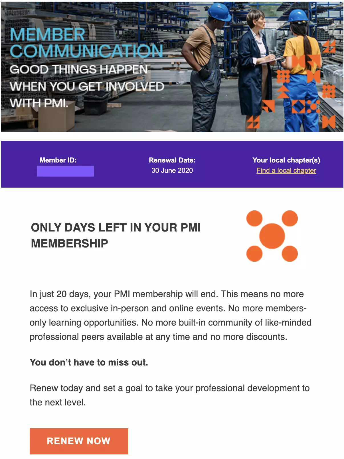 Modello email di rinnovo PMI