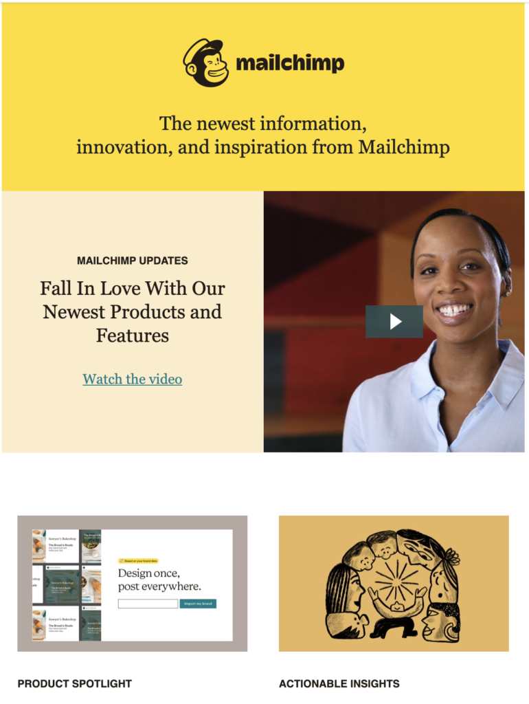 Modello di nuovo post di blog di Mailchimp