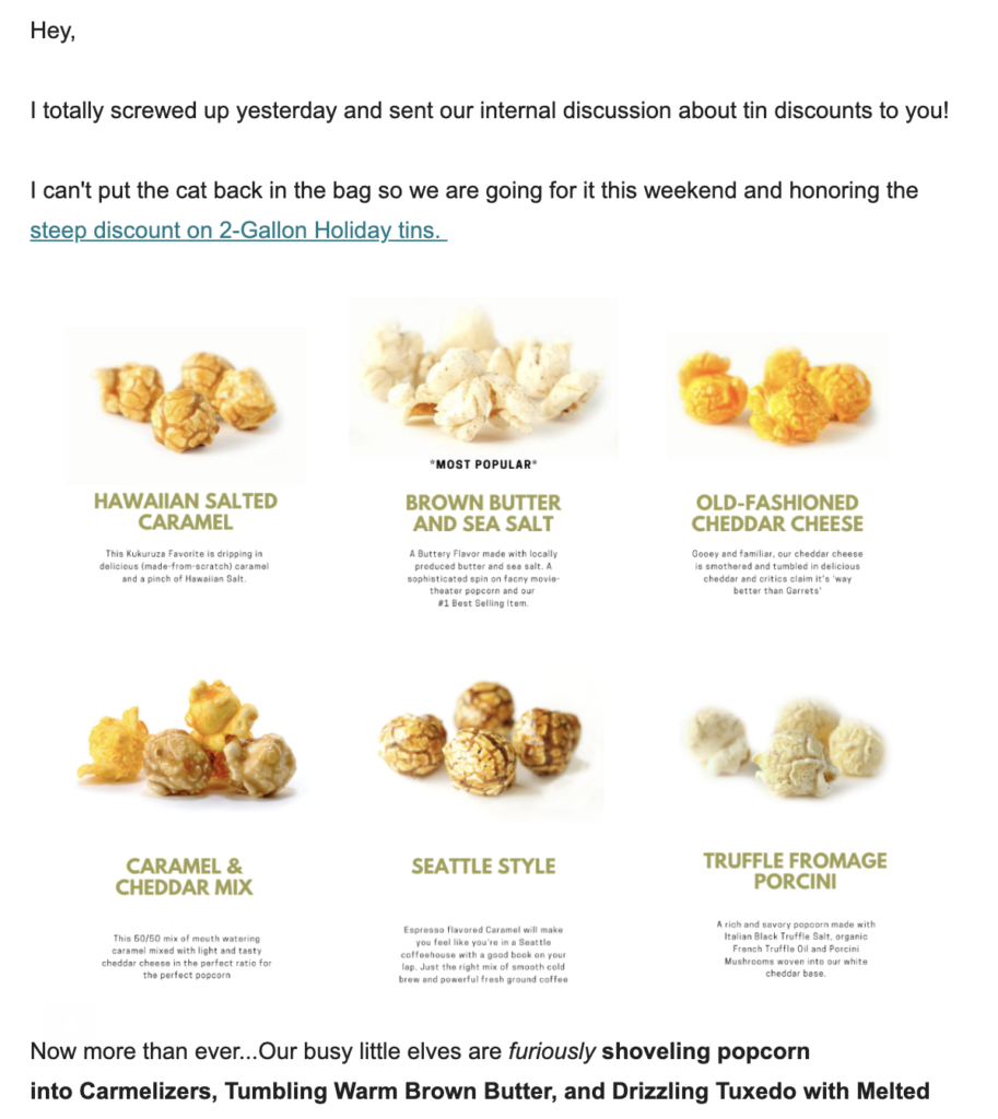 Modello email di scuse Kukuruza