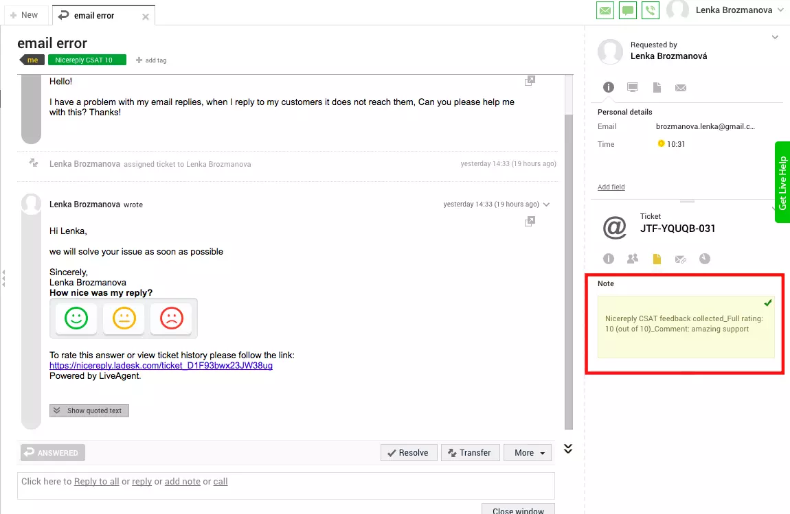 Sondaggio dei clienti per valutare gli agenti